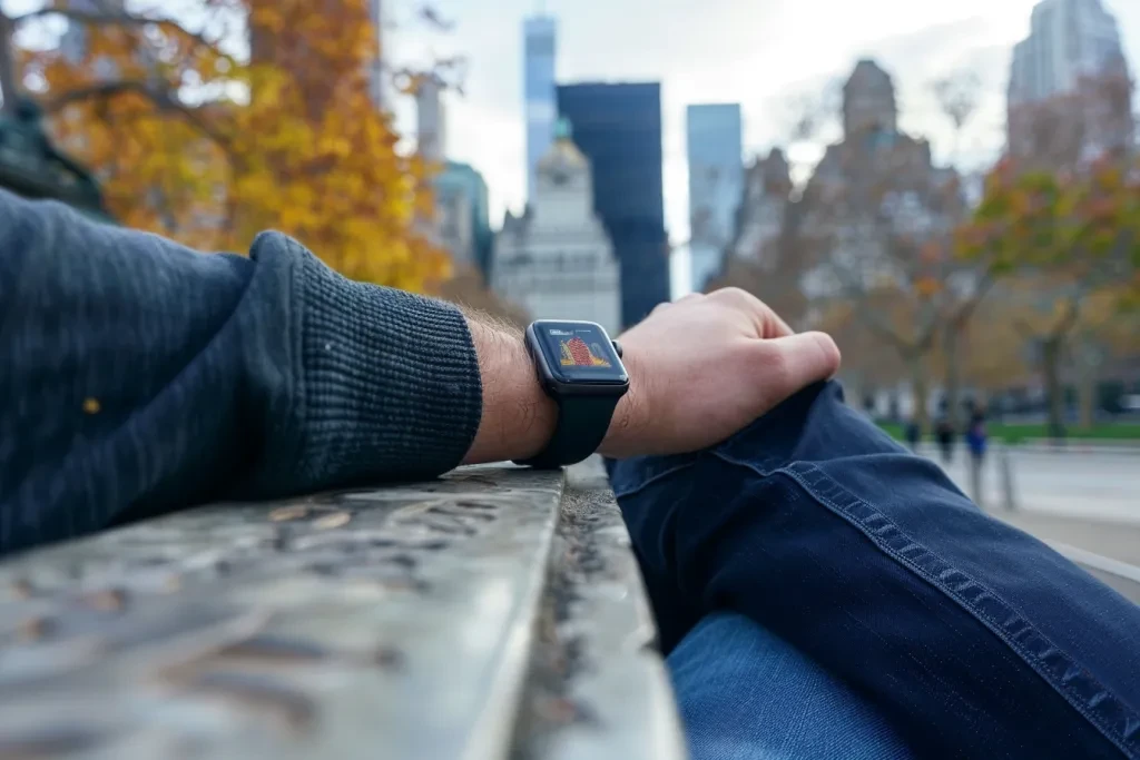 an individual wearing smartwatch