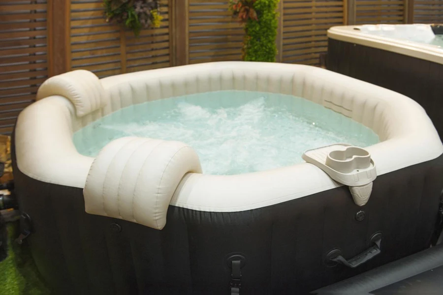 an inflatable bathing tub with jet configurations
