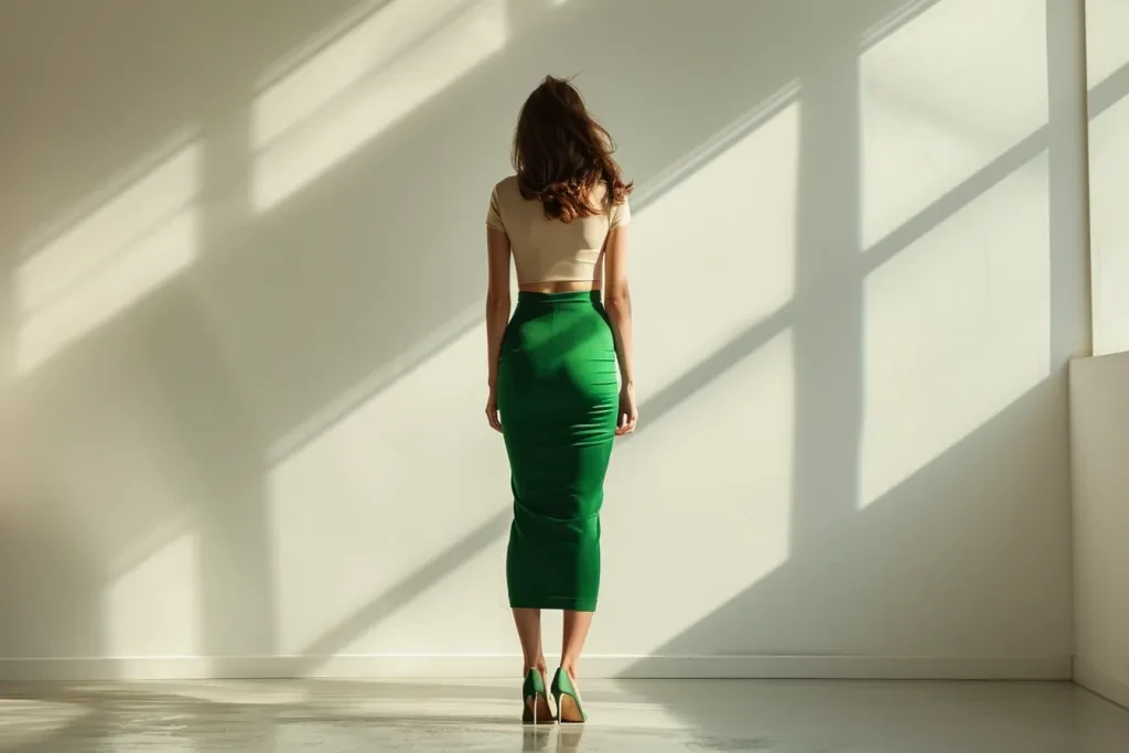 Designer green pencil skirt best sale