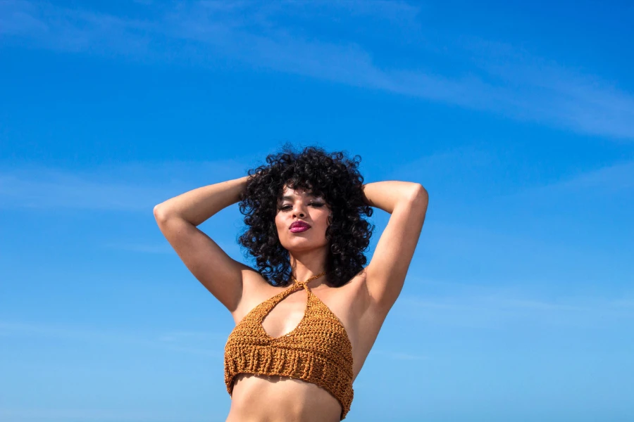 beautiful mexican woman with afro hair