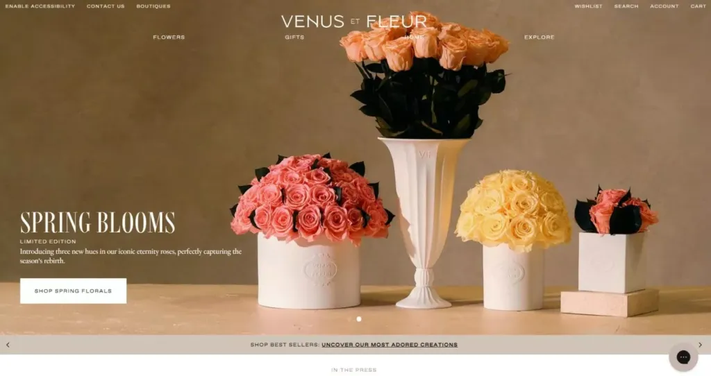 best Shopify Stores: Venus et Fleur website