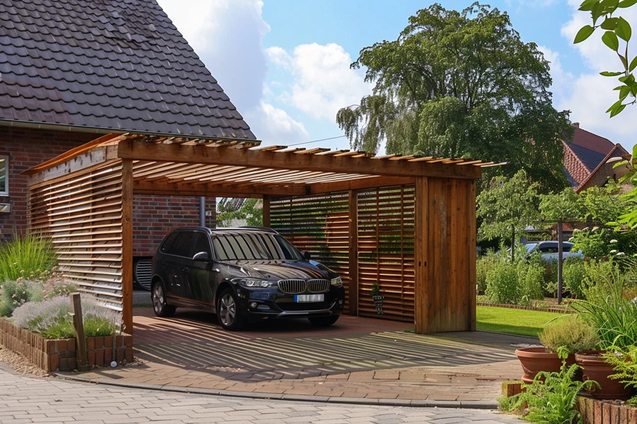 carport in rustic-morden fushion design