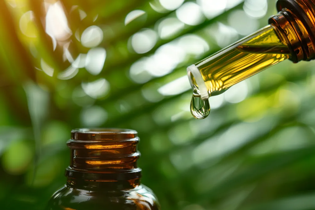 close up photo of essential oil bottle pouring out