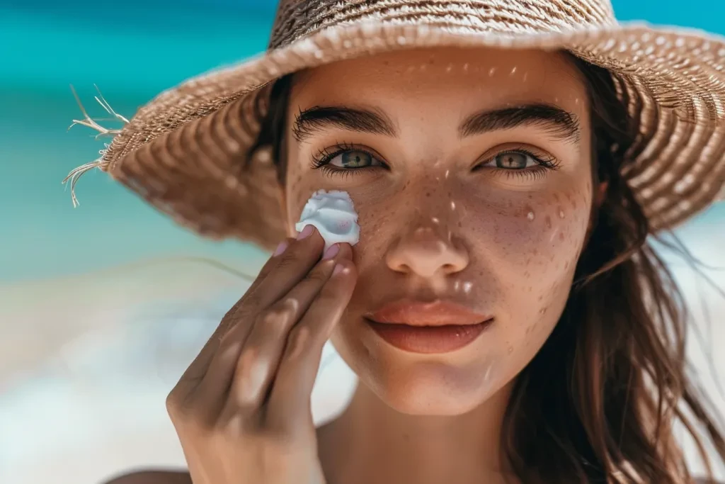 close up photo of woman wearing sun hat