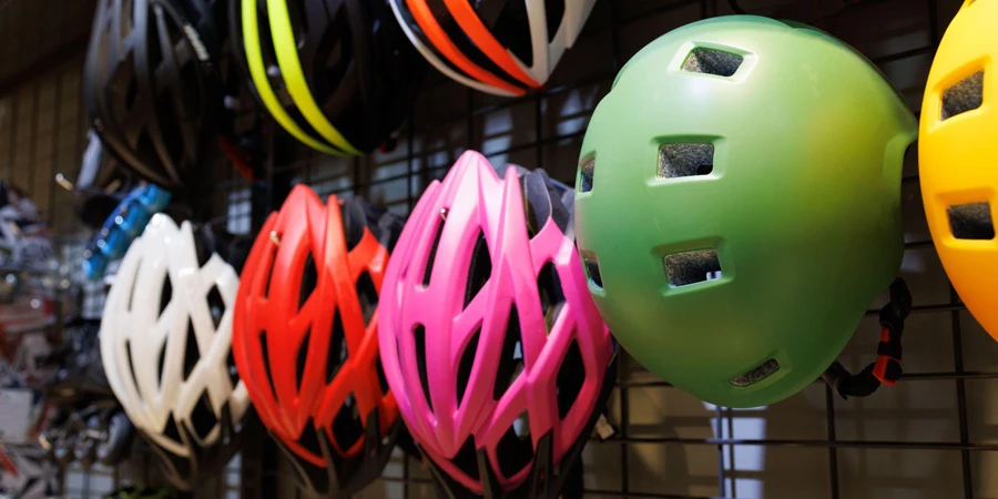 colorful cycling helmets