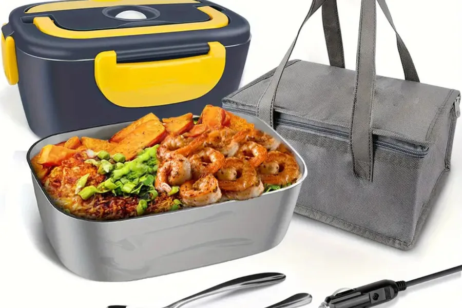 Container electric lunch box with food