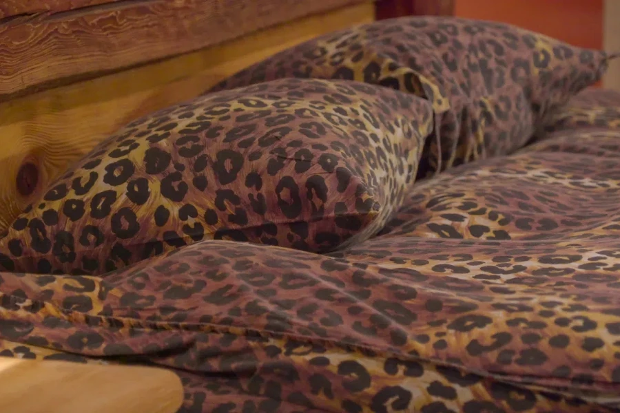 Dark colored leopard spotted bedding