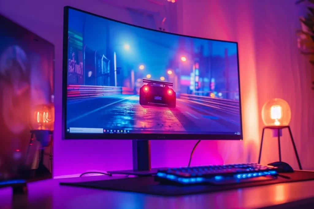 highresolution photograph of an ultrathin gaming monitor with thin frame