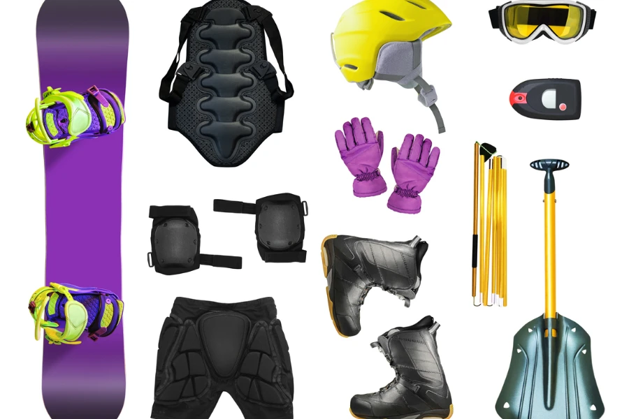 Set of snowboard equipment