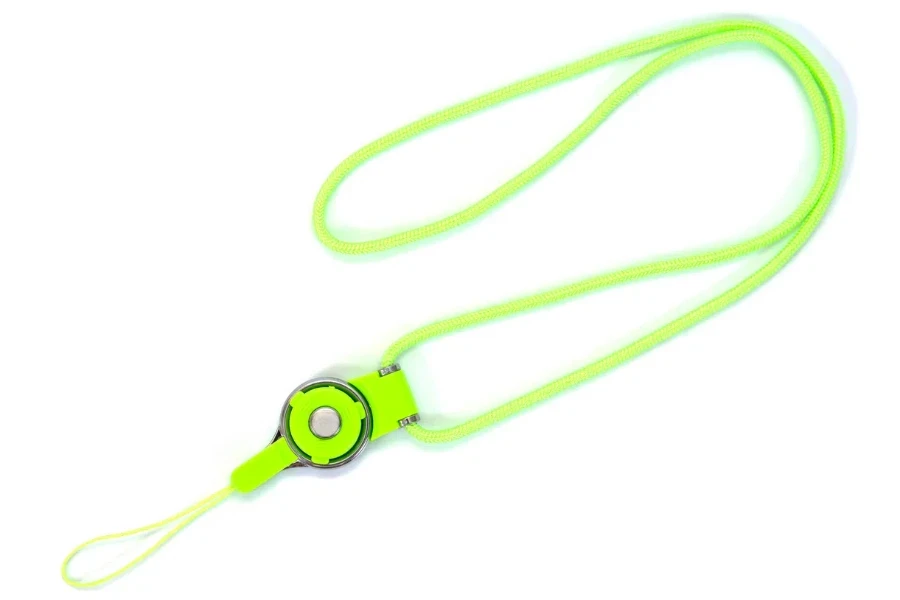 Neck strap lanyard for cell phone on white background. 