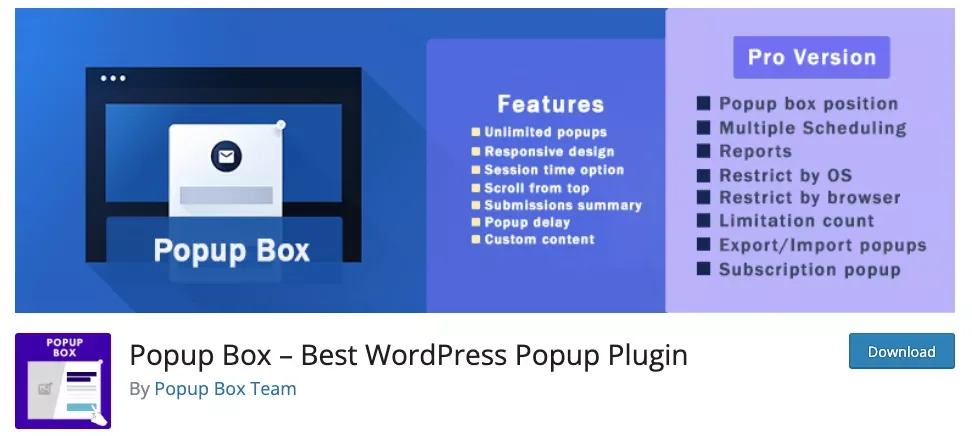 WordPress popup plugins - Popup Box