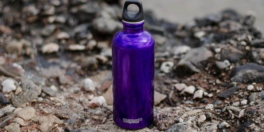 Purple Sports Bottle on Ground