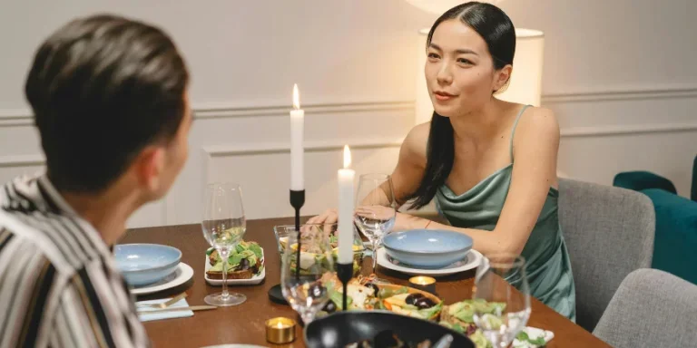 A Woman Talking to a Man