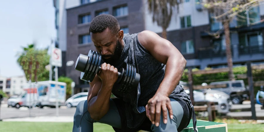 Man Exercising with a Dumbbell