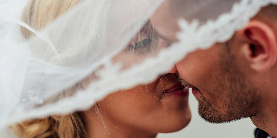 Groom and Bride Kissing