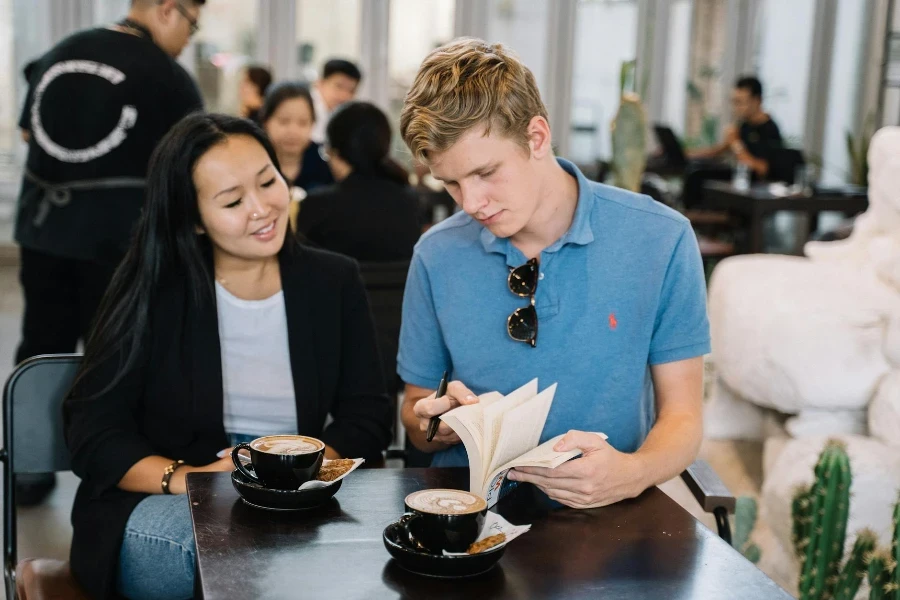 A Man and Woman Studying Together
