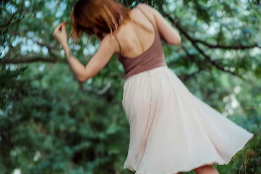 a Woman in White Skirt