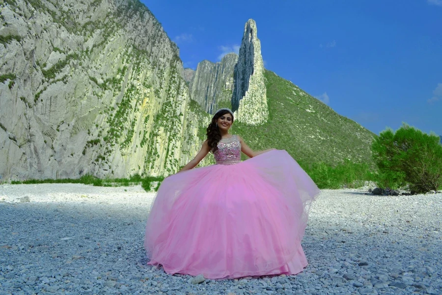 Woman Wearing Pink Gown