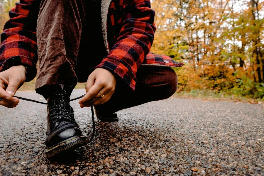 Person Tying Her Shoelaces