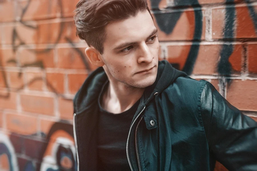 Man Wearing Leather Jacket