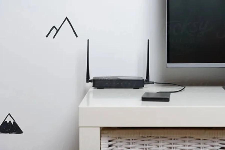 Wi-Fi router in the interior of the house