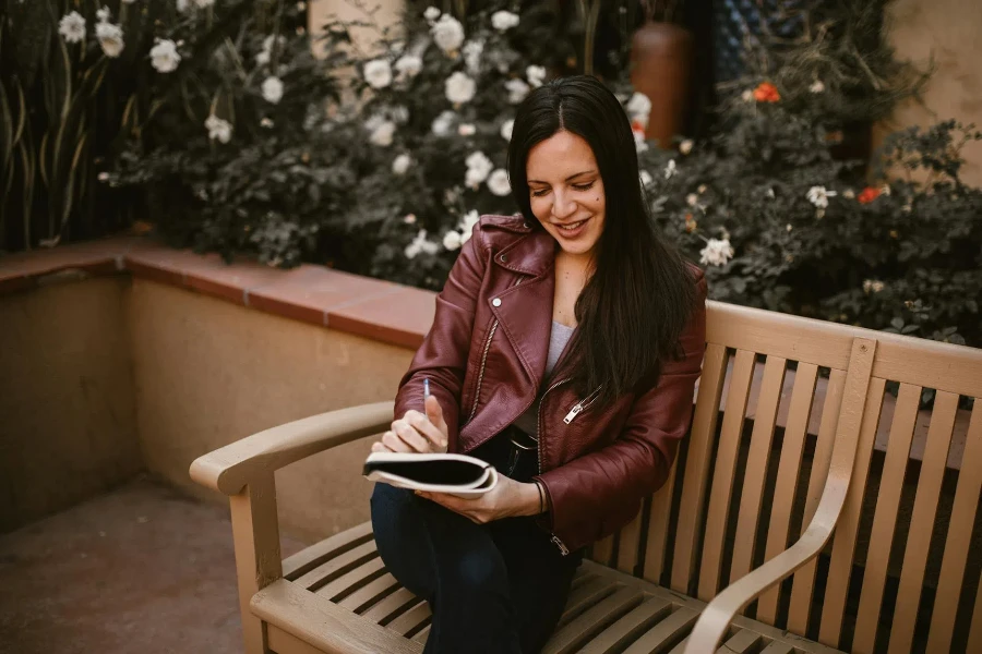 A Woman in Brown Leather Jacket