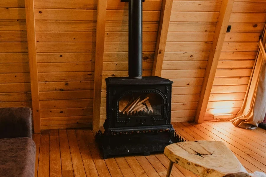 Furnace in Wooden Cabin