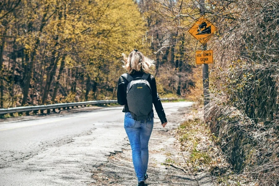 Woman in Blue Denim Fitted Jeans