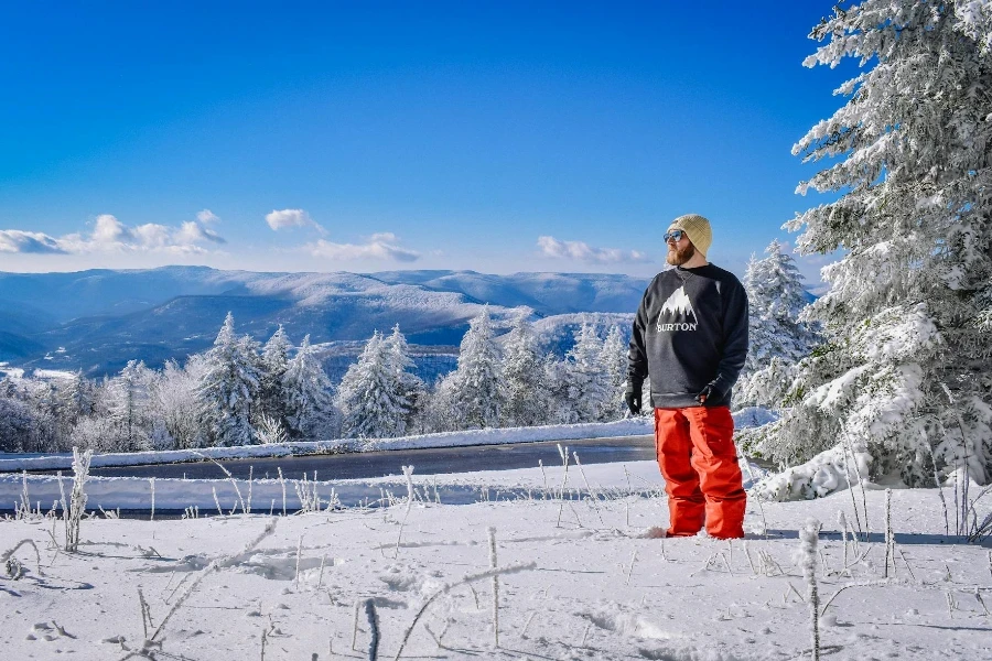 A Man Standing on Snow