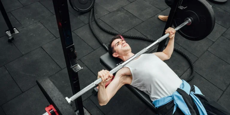 A Man Doing Bench Press