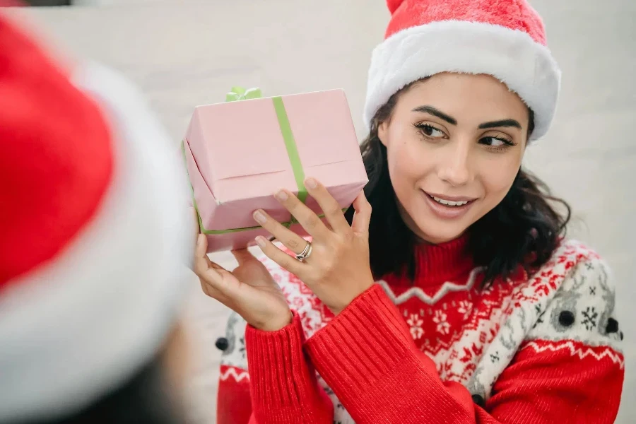 woman getting present from friend