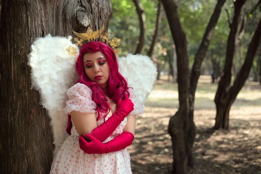 Young Woman Posing in a Costume and Wig