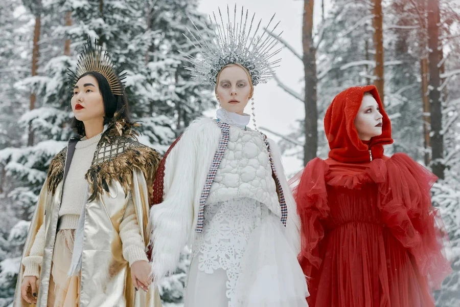 Three Women Wearing Costumes