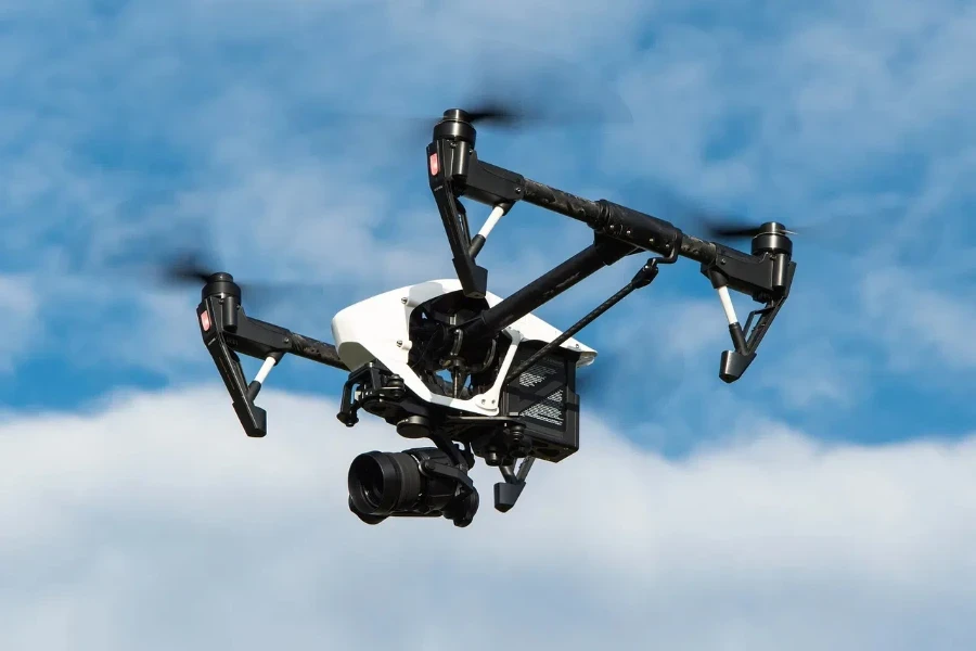 drone with a camera is flying