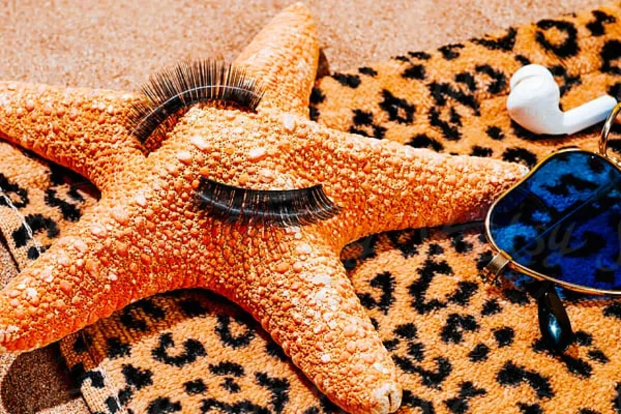 fake eyelashes on a starfish