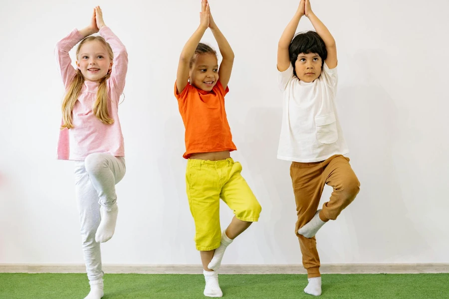 Children Doing Balancing Exercises