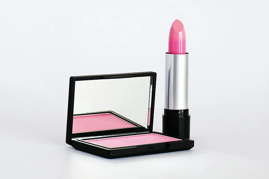 Photo of Pink Lipstick and Blush-On