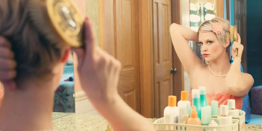 Woman Using Hair Brush