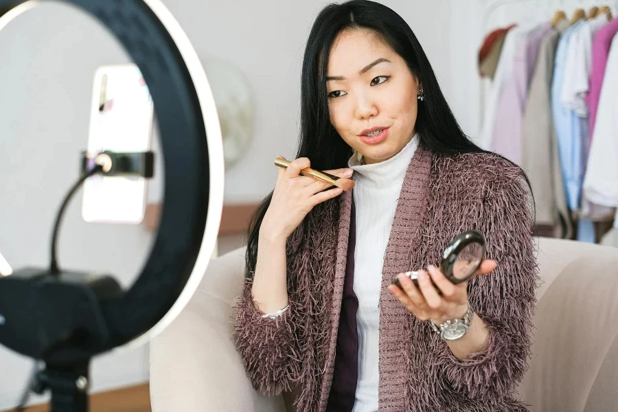 Vlogger Applying Makeup