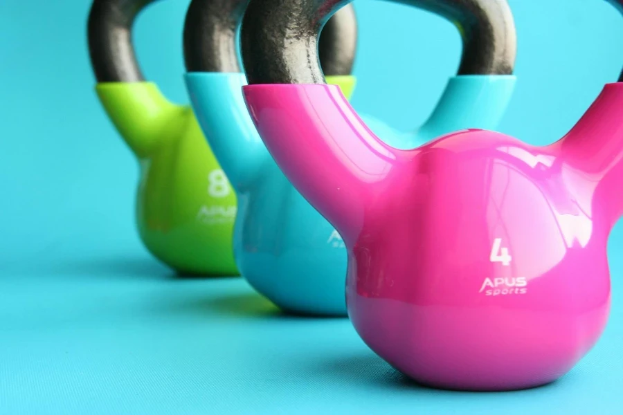 Kettle Bells on Blue Surface