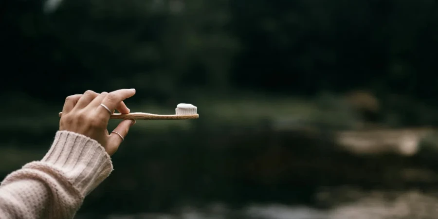 a Person's Hand Holding a Toothbrush