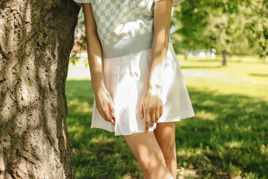 A Woman Wearing a White Skirt