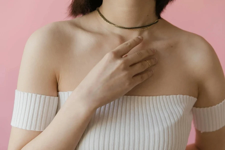 A Woman in White Off Shoulder Top