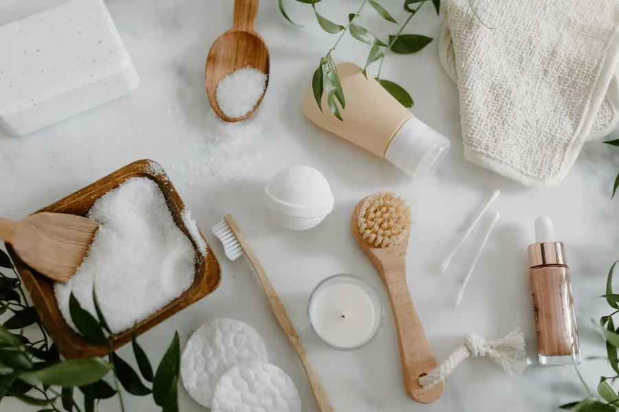 Bath Essentials on White Surface