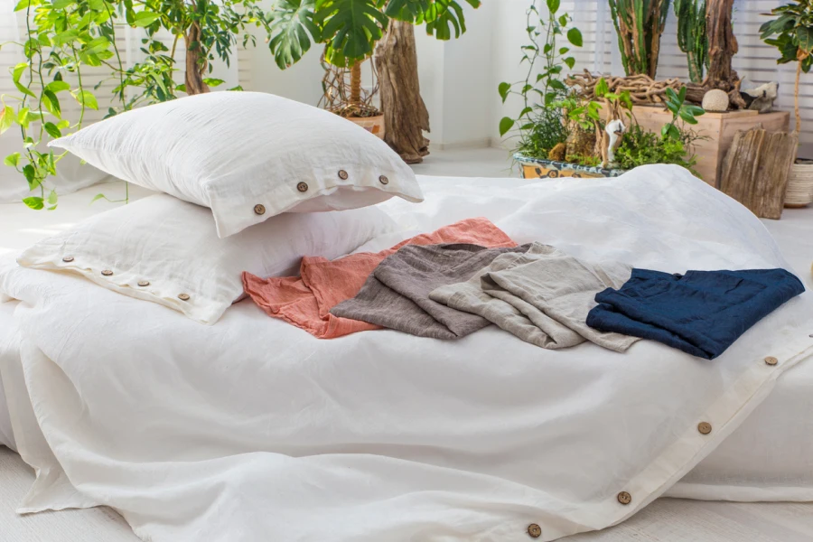 linen bed sheet and pillowcase