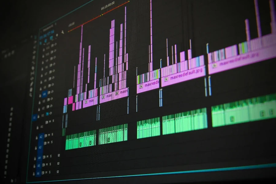 Low angle view of audio software dashboard