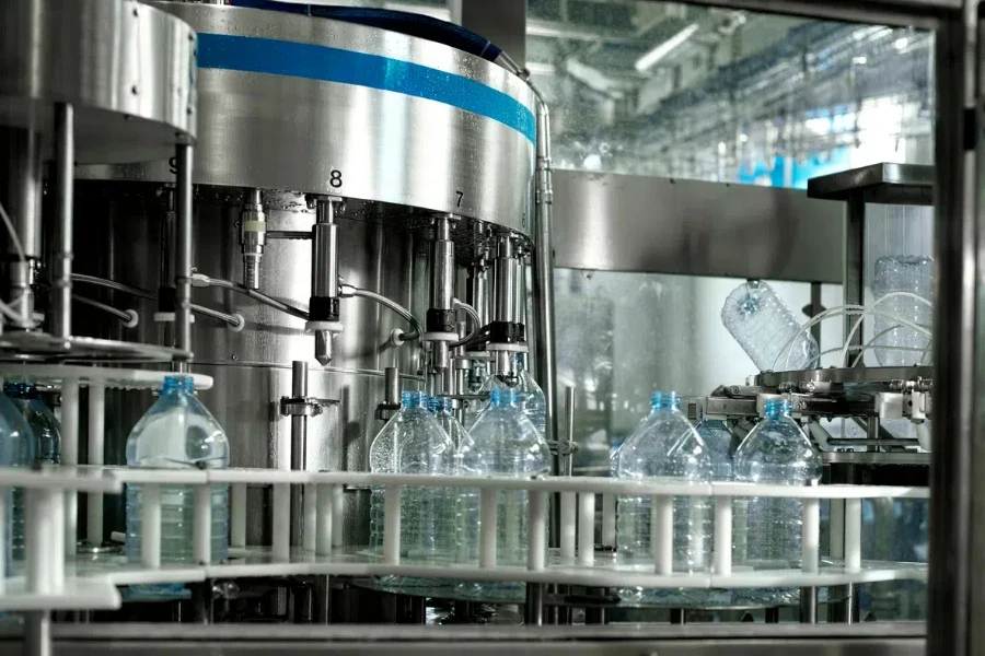 machinery in water bottling factory