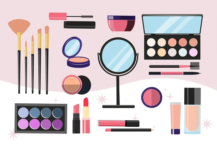 makeup tools, set of cosmetics icons, makeup by Elen_Art