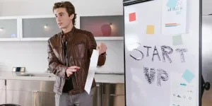 Man pitching an idea for start-up business