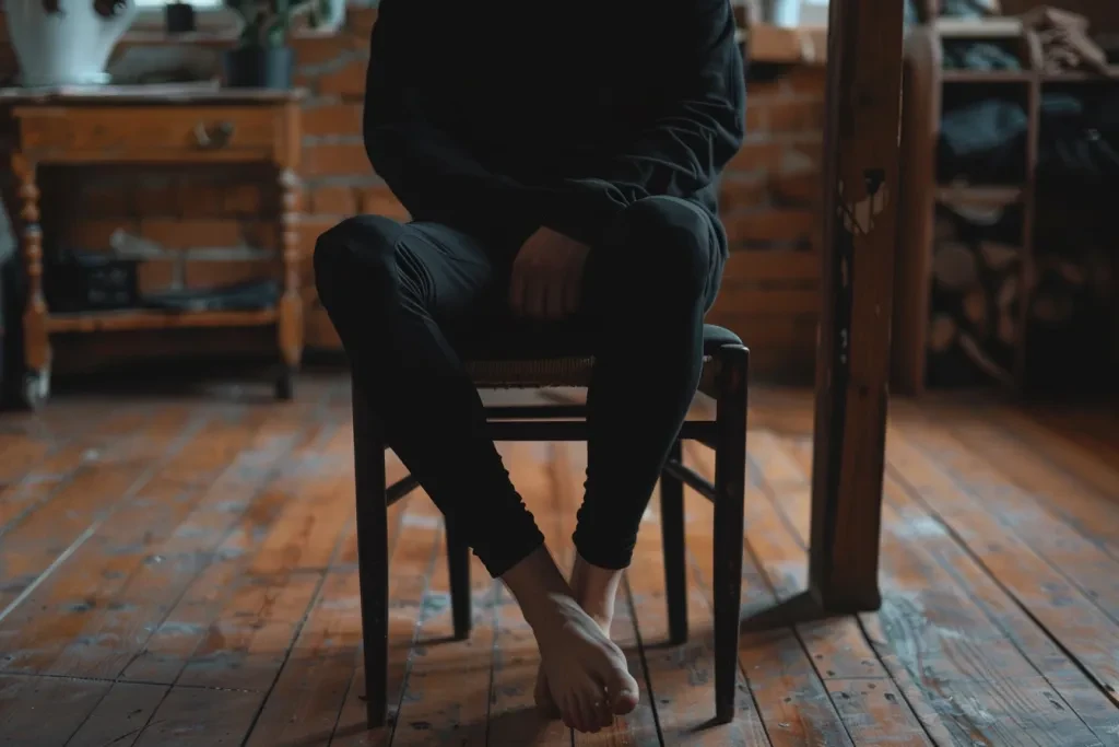 man wearing black long johns